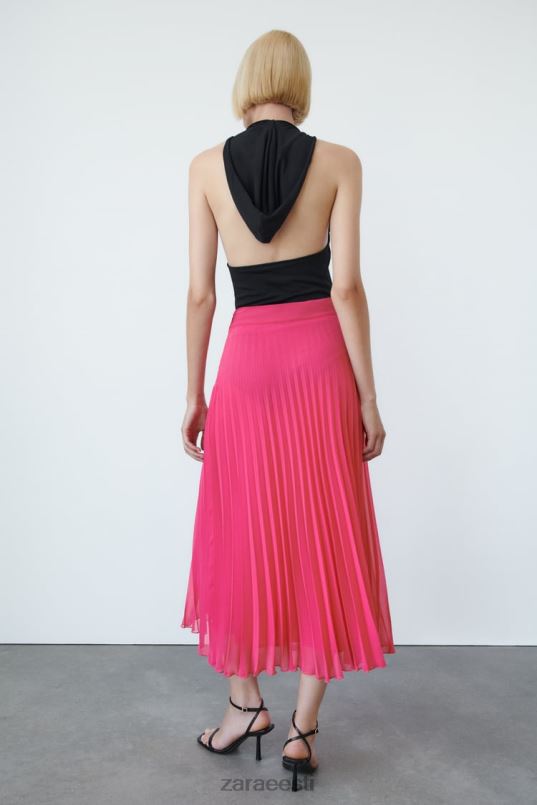 Zara plisseeritud midi seelik naised fuksia Riietus 42F0H697