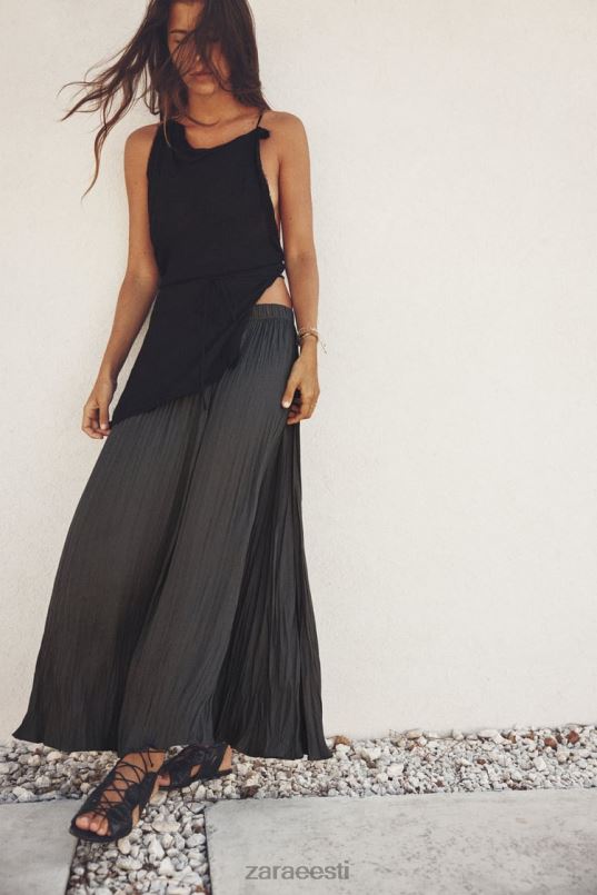 Zara plisseeritud midi seelik naised hall Riietus 42F0H657