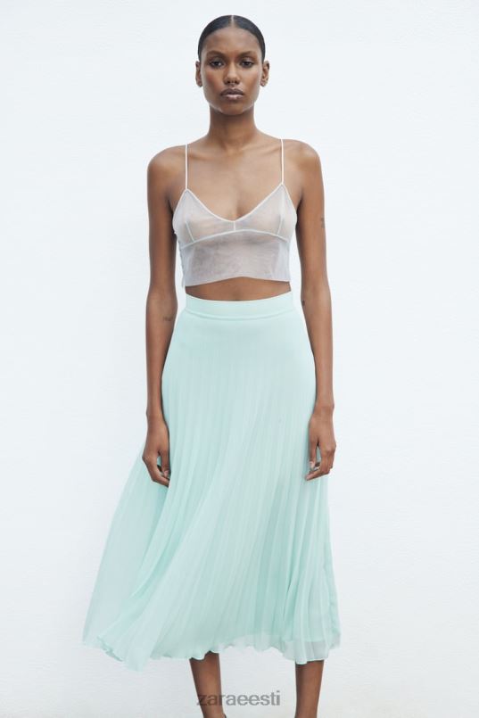 Zara plisseeritud midi seelik naised mereroheline Riietus 42F0H710