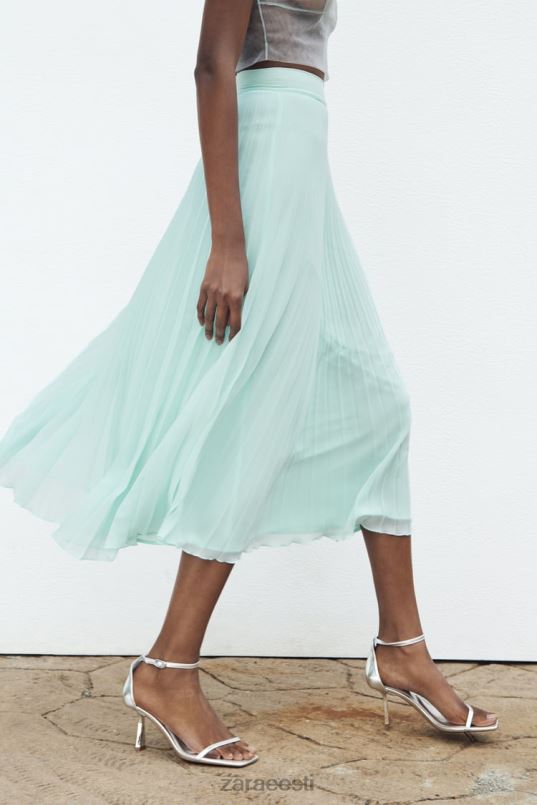 Zara plisseeritud midi seelik naised mereroheline Riietus 42F0H710