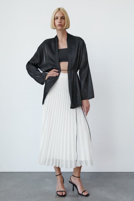 Zara plisseeritud midi seelik naised valge Riietus 42F0H672