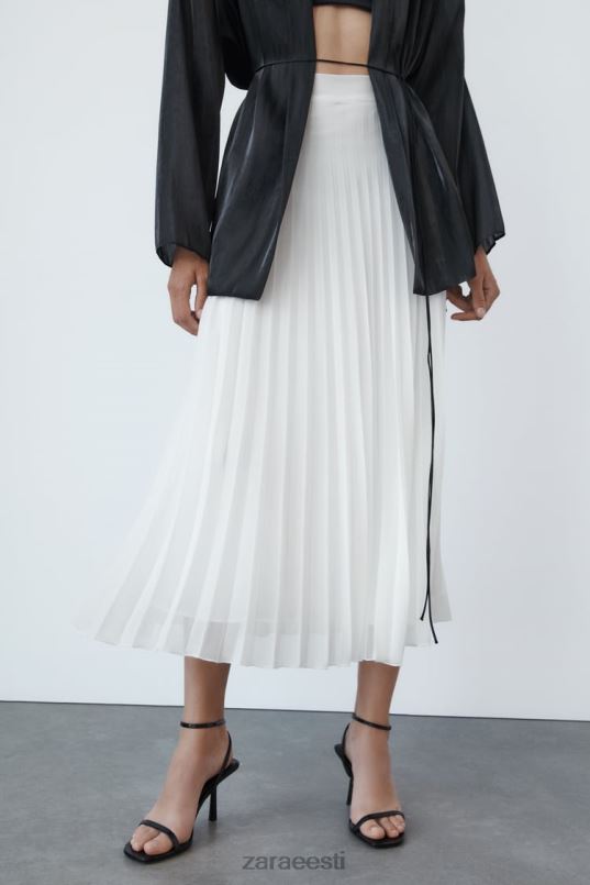 Zara plisseeritud midi seelik naised valge Riietus 42F0H672