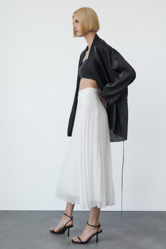 Zara plisseeritud midi seelik naised valge Riietus 42F0H672