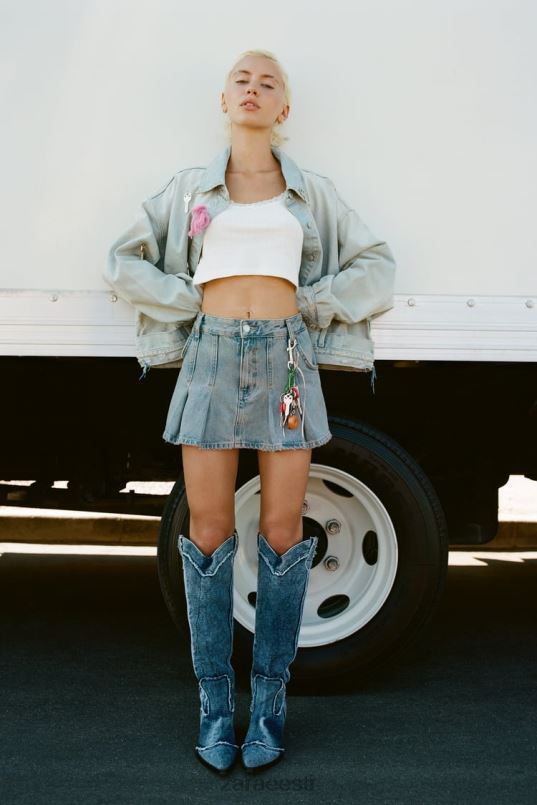 Zara plisseeritud trf teksaseelik naised sinine Riietus 42F0H716