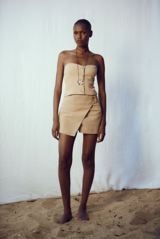 Zara rustikaalne crossover skort naised taupe pruun Riietus 42F0H569