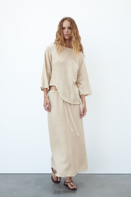 Zara rustikaalse tekstuuriga seelik naised liiv Riietus 42F0H708