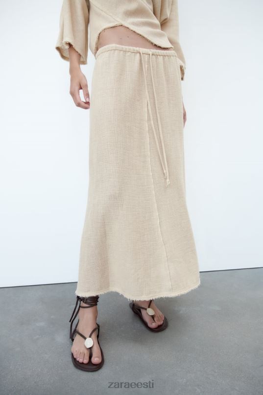 Zara rustikaalse tekstuuriga seelik naised liiv Riietus 42F0H708