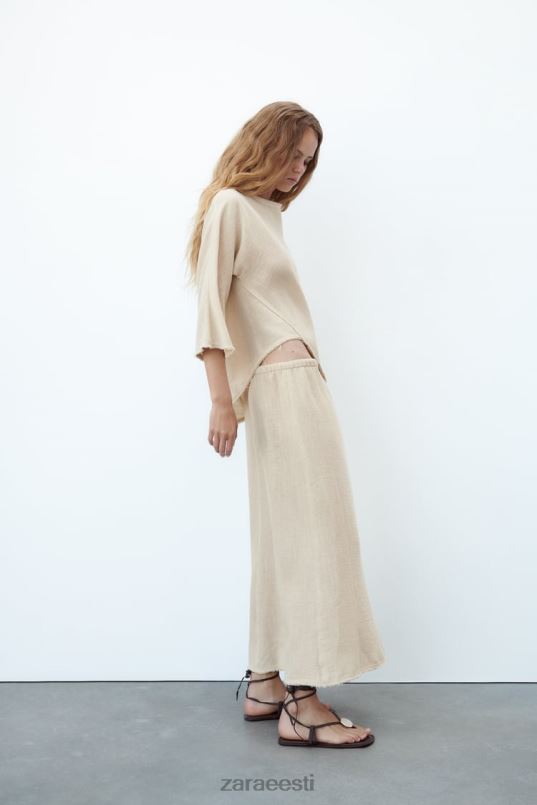 Zara rustikaalse tekstuuriga seelik naised liiv Riietus 42F0H708