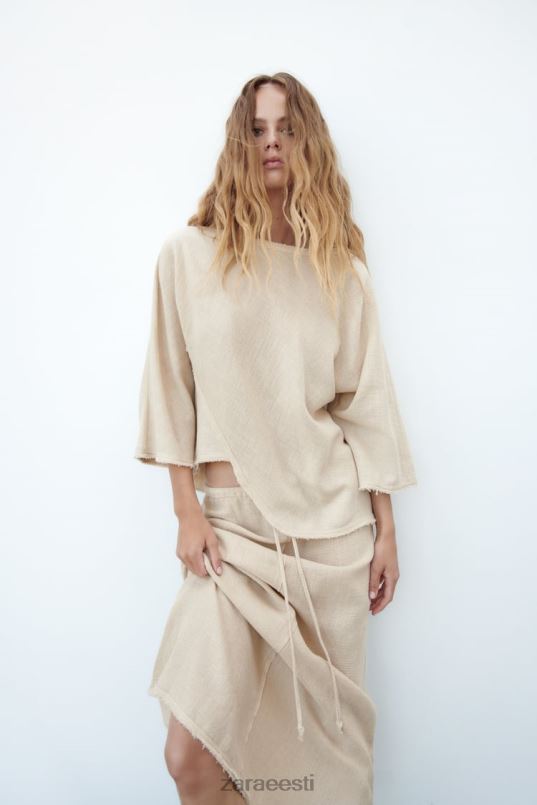 Zara rustikaalse tekstuuriga seelik naised liiv Riietus 42F0H708