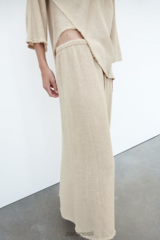 Zara rustikaalse tekstuuriga seelik naised liiv Riietus 42F0H708