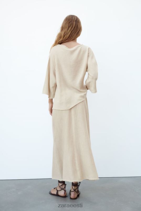 Zara rustikaalse tekstuuriga seelik naised liiv Riietus 42F0H708