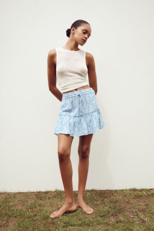 Zara südame trükiga skort naised helesinine Riietus 42F0H604