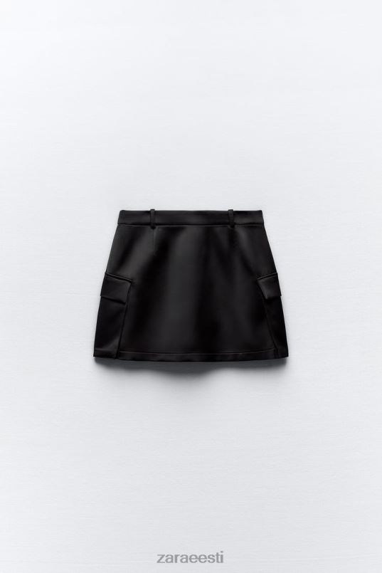 Zara satiinefektiga cargo miniseelik naised must Riietus 42F0H633