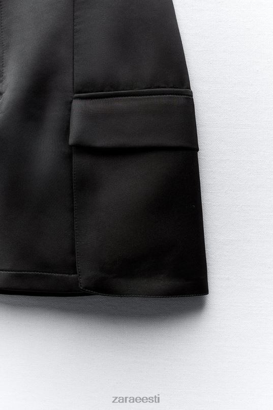 Zara satiinefektiga cargo miniseelik naised must Riietus 42F0H633