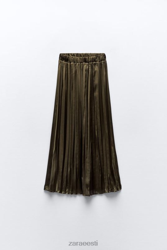 Zara satiinefektiga pikk seelik naised khaki Riietus 42F0H674