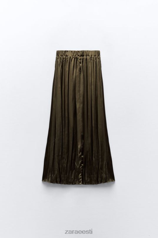 Zara satiinefektiga pikk seelik naised khaki Riietus 42F0H674
