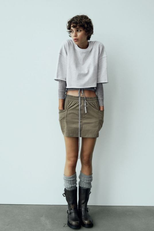 Zara taskuskort naised tume khaki Riietus 42F0H689