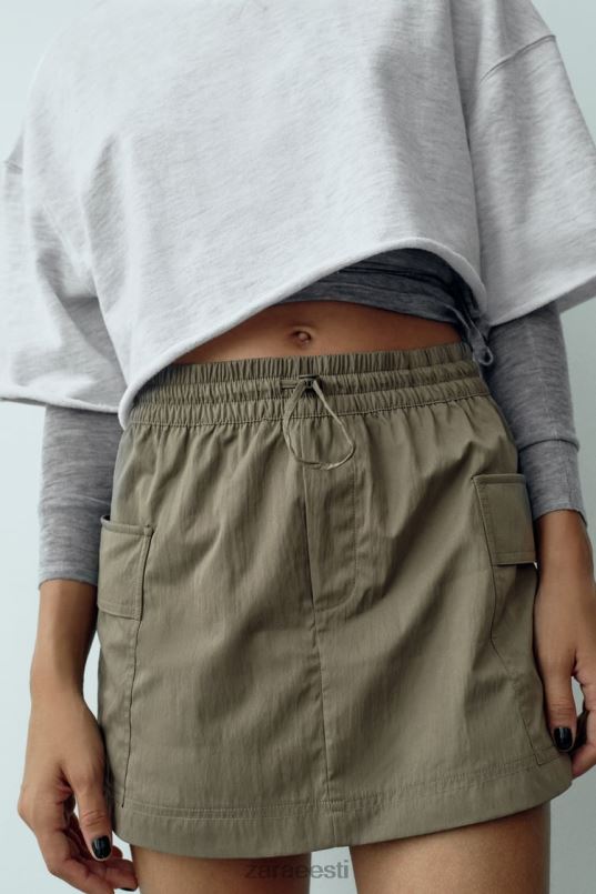 Zara taskuskort naised tume khaki Riietus 42F0H689