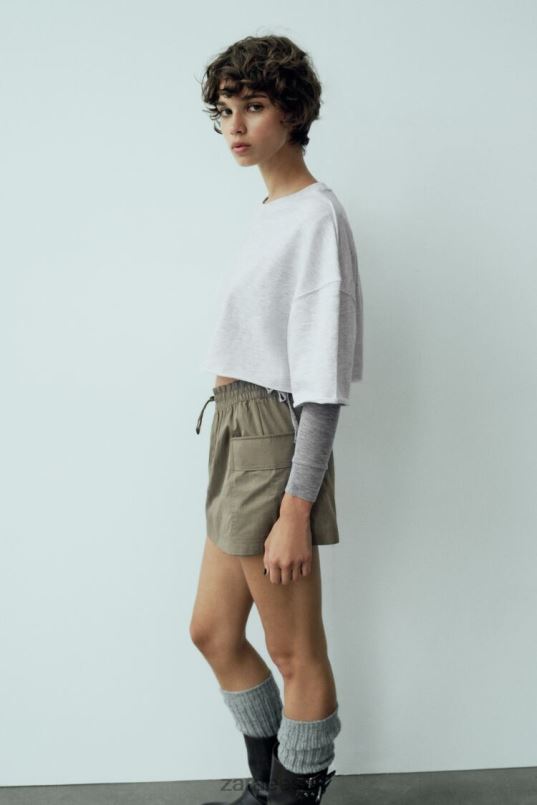 Zara taskuskort naised tume khaki Riietus 42F0H689