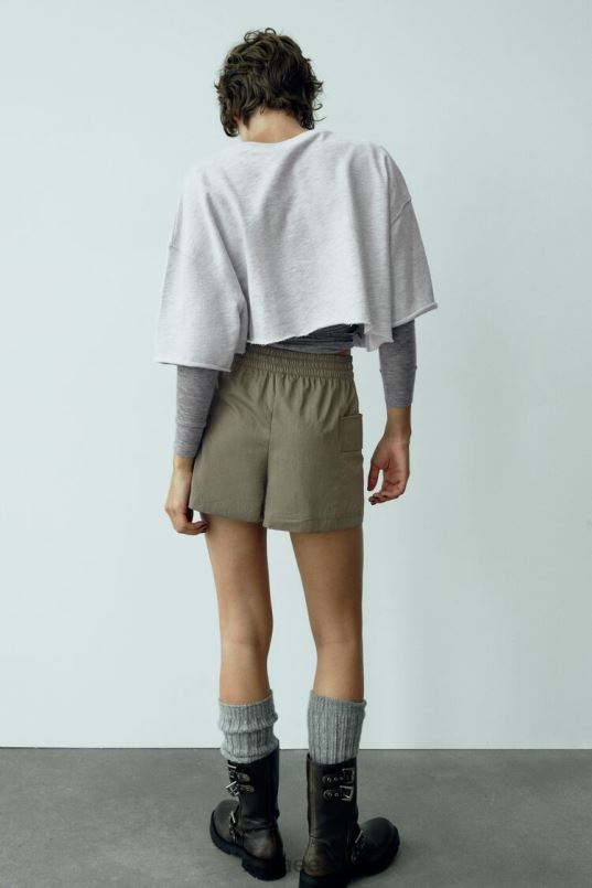 Zara taskuskort naised tume khaki Riietus 42F0H689