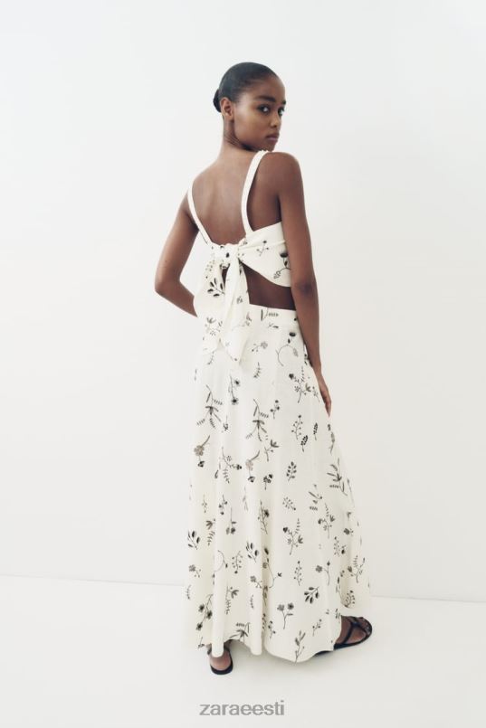 Zara tikitud linasegust seelik naised ekru Riietus 42F0H671