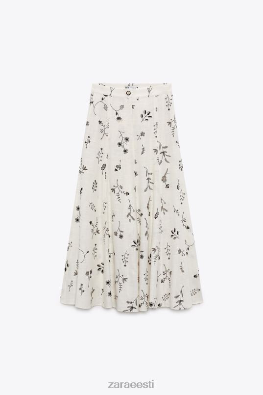 Zara tikitud linasegust seelik naised ekru Riietus 42F0H671