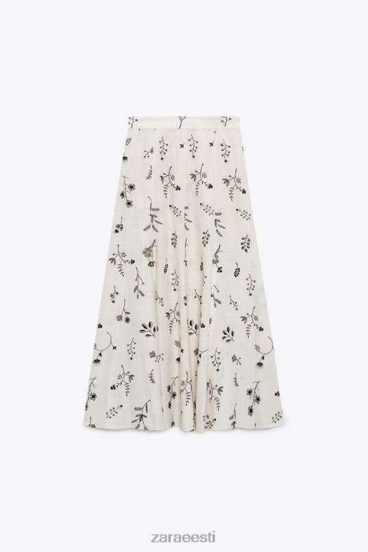 Zara tikitud linasegust seelik naised ekru Riietus 42F0H671