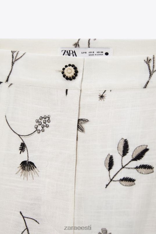 Zara tikitud linasegust seelik naised ekru Riietus 42F0H671