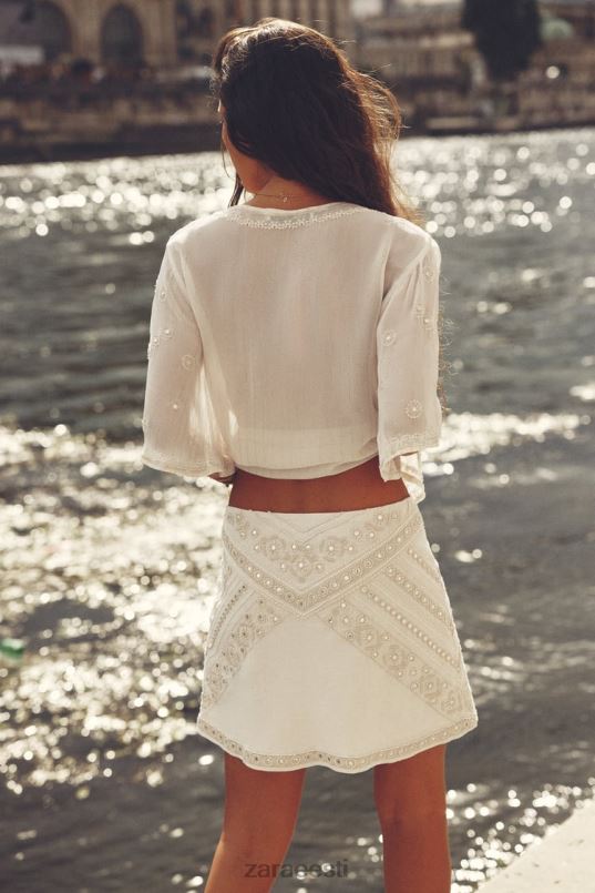 Zara tikitud miniseelik naised ekru Riietus 42F0H711