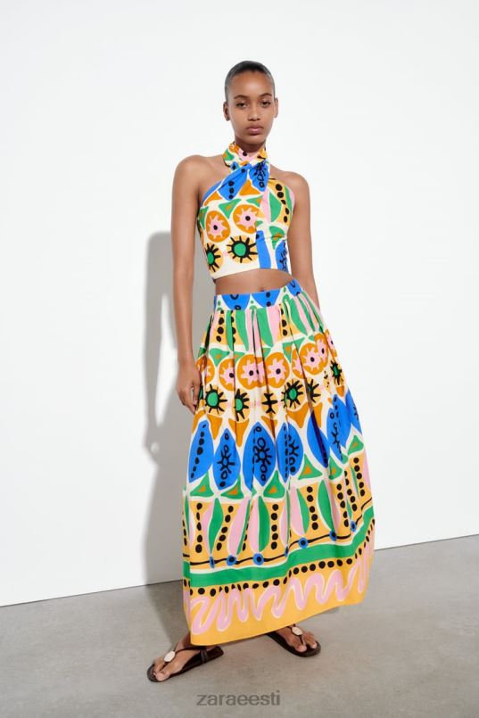 Zara trükitud midi seelik naised mitmevärviline Riietus 42F0H653