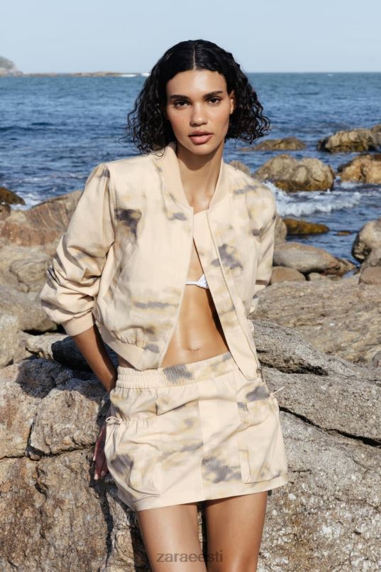 Zara trükitud mini cargo seelik naised beež Riietus 42F0H663