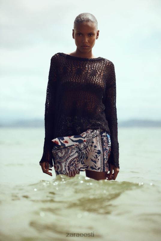 Zara trükitud narmastega miniseelik naised sinine/valge Riietus 42F0H714