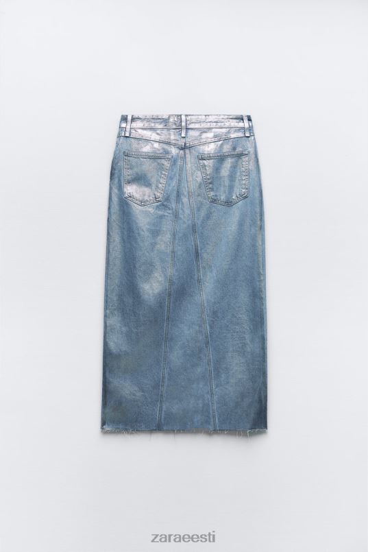 Zara trf metallik denim asümmeetriline seelik naised hõbedane Riietus 42F0H679