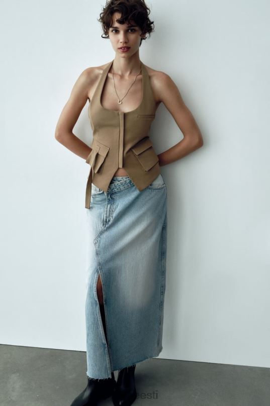 Zara trf pikk teksaseelik naised sinine Riietus 42F0H661