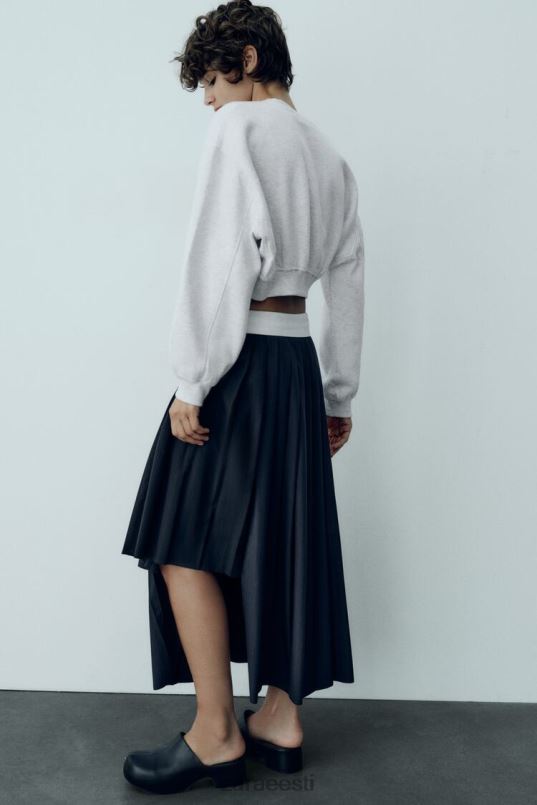 Zara triibuline kasti plisseeritud seelik naised sinine Riietus 42F0H652