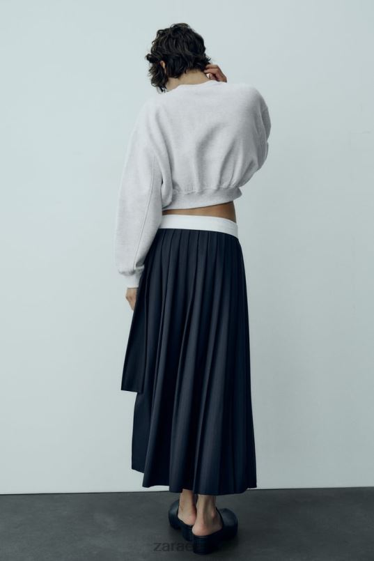 Zara triibuline kasti plisseeritud seelik naised sinine Riietus 42F0H652