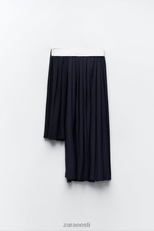 Zara triibuline kasti plisseeritud seelik naised sinine Riietus 42F0H652