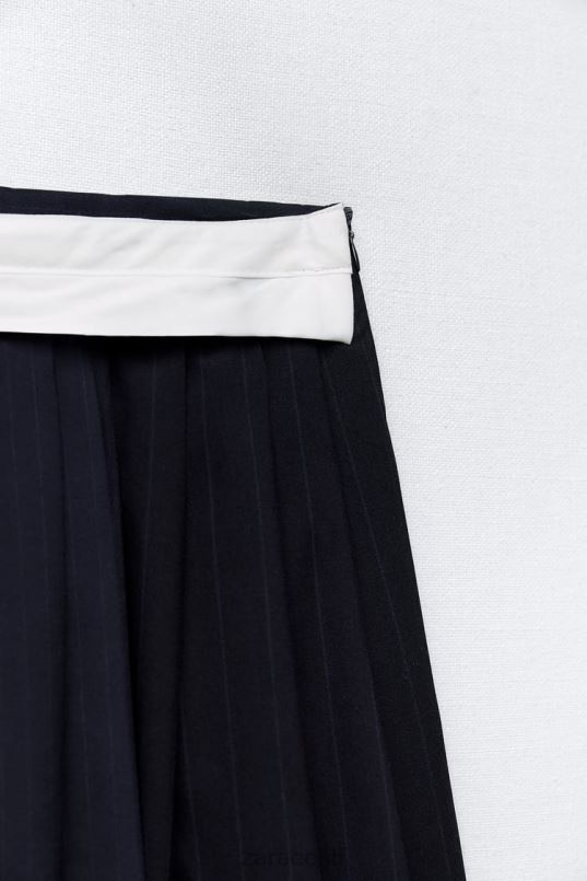 Zara triibuline kasti plisseeritud seelik naised sinine Riietus 42F0H652