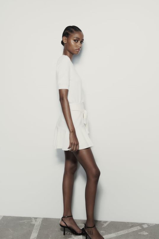 Zara vibu trimmiga skort naised austri valge Riietus 42F0H560