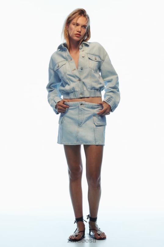 Zara z1975 denim cargo miniseelik naised helesinine Riietus 42F0H721