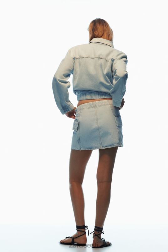 Zara z1975 denim cargo miniseelik naised helesinine Riietus 42F0H721