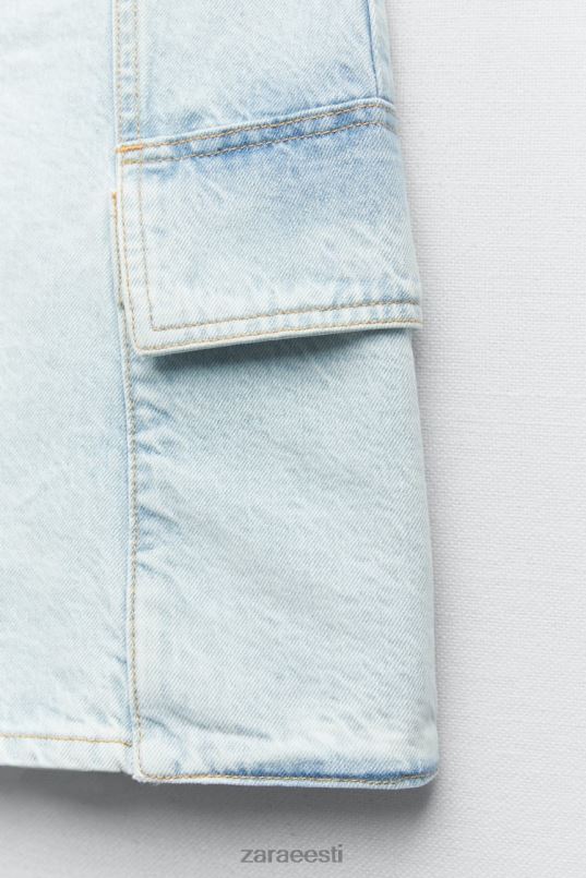 Zara z1975 denim cargo miniseelik naised helesinine Riietus 42F0H721