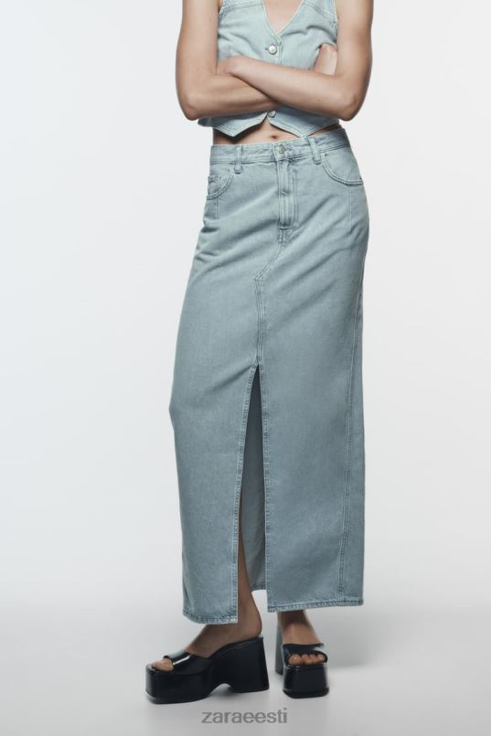 Zara z1975 ees lõhikuga teksane midiseelik naised hall Riietus 42F0H693