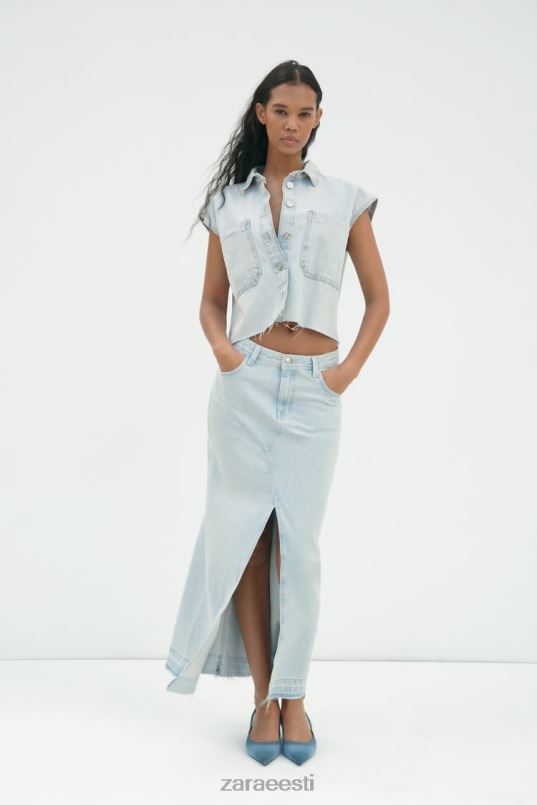 Zara z1975 lõhikuga teksane midiseelik naised helesinine Riietus 42F0H695