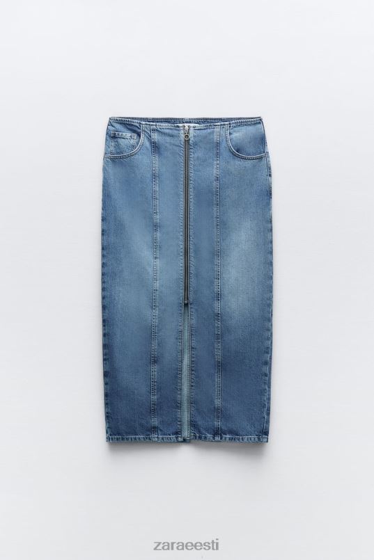 Zara z1975 lukuga teksane midiseelik naised keskmine sinine Riietus 42F0H670