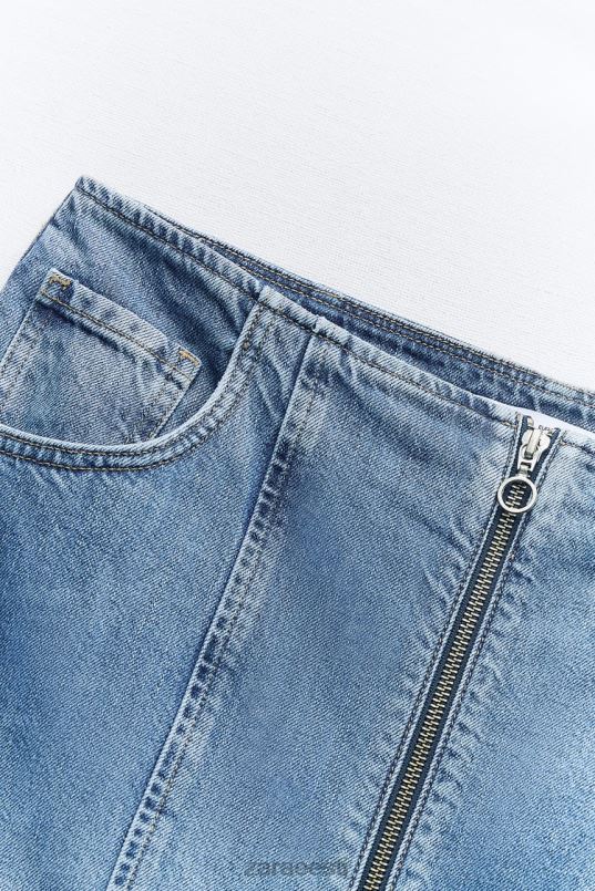 Zara z1975 lukuga teksane midiseelik naised keskmine sinine Riietus 42F0H670