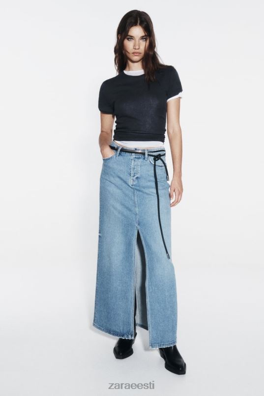 Zara z1975 teksane midiseelik naised keskmine sinine Riietus 42F0H640