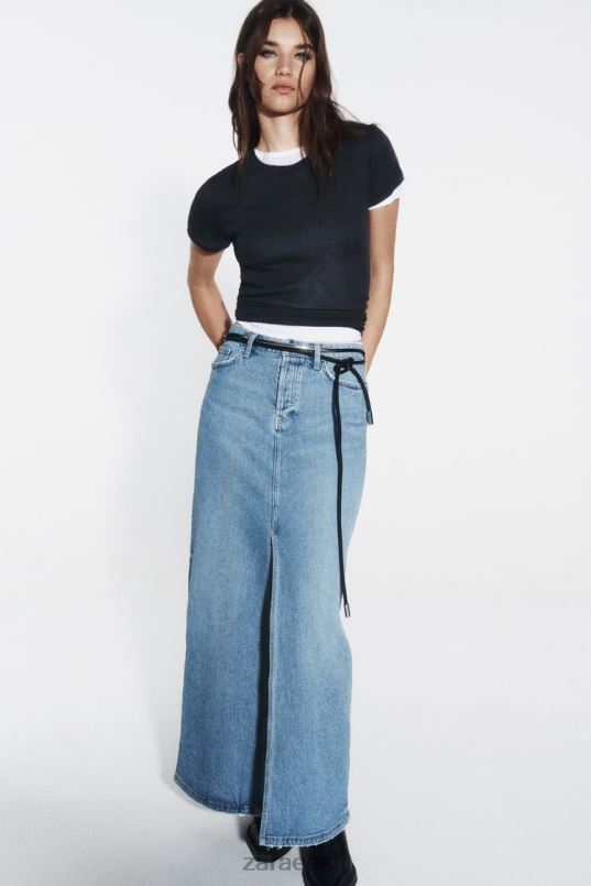 Zara z1975 teksane midiseelik naised keskmine sinine Riietus 42F0H640