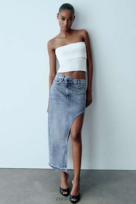 Zara zw väljalõigatud teksaseelik naised keskmine sinine Riietus 42F0H702