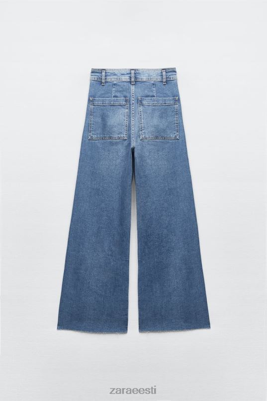 Zara kõrge vöökohaga zw marine sirged teksad naised helesinine Riietus 42F0H513